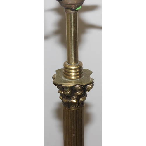 264 - Corinthian column style brass standard lamp, approx 148cm tall