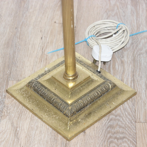 264 - Corinthian column style brass standard lamp, approx 148cm tall