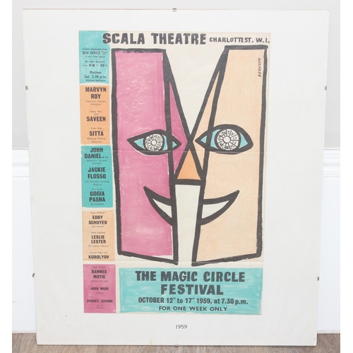 419 - An original Magic Circle Festival Poster 1959 At the Scala Theatre, London Oct 1959 with poster illu... 