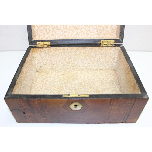 278 - 3 assorted antique jewellery or sewing boxes, 2 rosewood and one German bandware, the largest approx... 