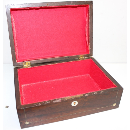 278 - 3 assorted antique jewellery or sewing boxes, 2 rosewood and one German bandware, the largest approx... 