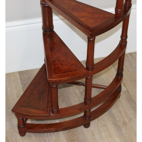 5 - A set of Regency style mahogany library steps with bamboo style turned supports, each step inlaid wi... 