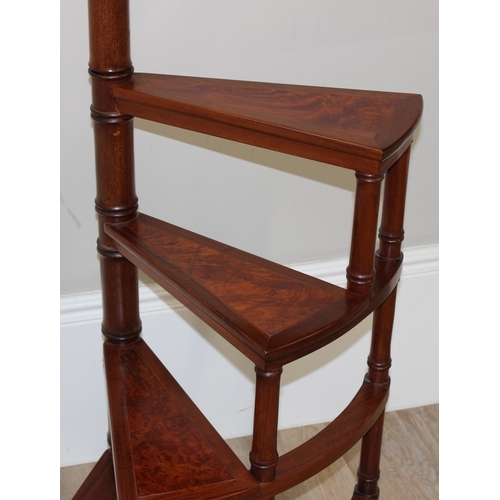 5 - A set of Regency style mahogany library steps with bamboo style turned supports, each step inlaid wi... 