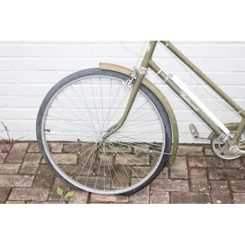 780 - A vintage Hercules Balmoral ladies 3 speed bicycle in olive green, manufactured in Nottingham