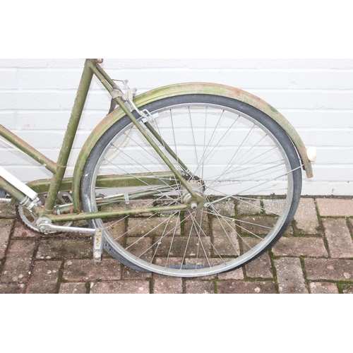 780 - A vintage Hercules Balmoral ladies 3 speed bicycle in olive green, manufactured in Nottingham