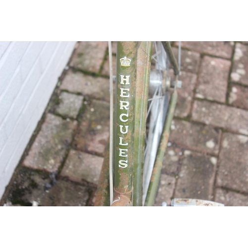 780 - A vintage Hercules Balmoral ladies 3 speed bicycle in olive green, manufactured in Nottingham