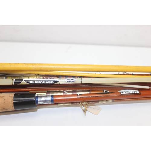 782 - 7 x Canadian build fishing rods to include examples by Major rods & Algonquin Blanchard