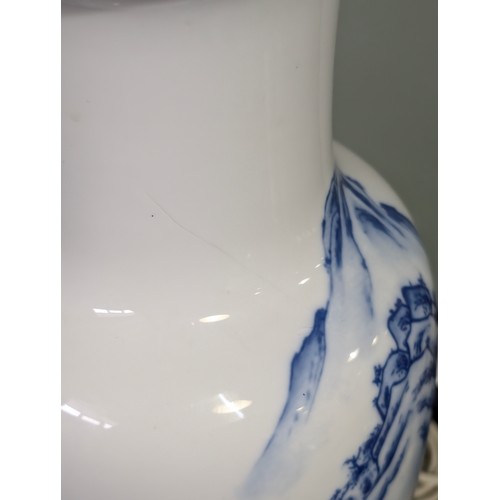 254 - A large Chinese blue and white decorated table lamp, approx 58cm tall