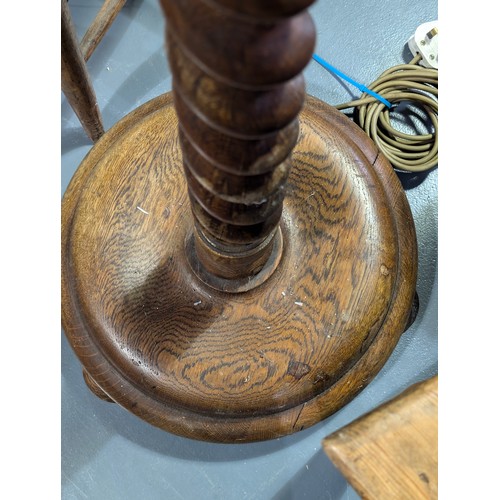 261 - Large oak barley twist standard lamp approx 160cm tall