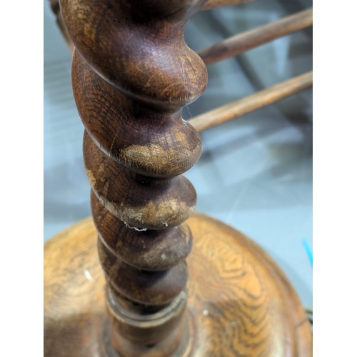 261 - Large oak barley twist standard lamp approx 160cm tall