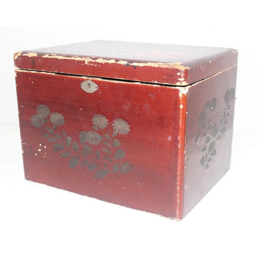 13 - Qty of Oriental and Oriental style items to include a Chinese 3 tier food box and a hand painted red... 