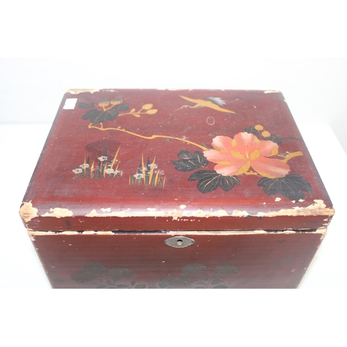 13 - Qty of Oriental and Oriental style items to include a Chinese 3 tier food box and a hand painted red... 