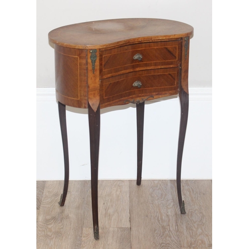 56 - A French kingwood kidney shaped side table with 2 drawers and gilt metal mounts, likely early 20th c... 