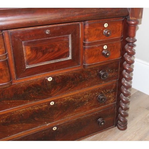 17 - A Victorian mahogany Scottish chest of drawers, a secret top drawer over 2 banks of 2 short drawers ... 