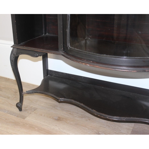 22 - A Victorian ebonised chiffonier or sideboard with mirror and shelf top with domed glass display cabi... 