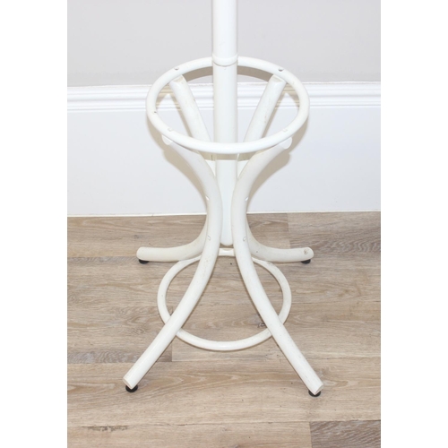 27 - A white painted freestanding coat and hat stand, approx 185cm tall