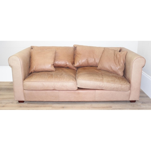 38 - Sofa Workshop By Timothy Oulton, a high quality modern designer large 2 seater tan or light brown le... 