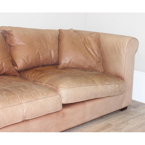 38 - Sofa Workshop By Timothy Oulton, a high quality modern designer large 2 seater tan or light brown le... 