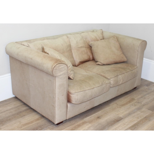 37 - Sofa Workshop By Timothy Oulton, a high quality modern designer 2 seater tan or light brown leather ... 