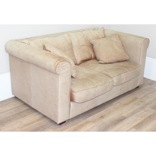 37 - Sofa Workshop By Timothy Oulton, a high quality modern designer 2 seater tan or light brown leather ... 