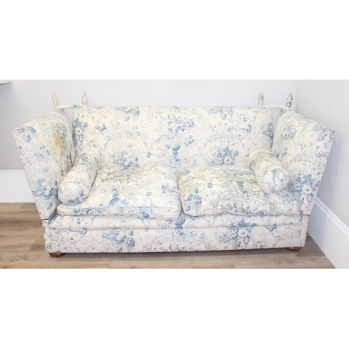 33 - George Smith Furniture, a modern drop end Knole sofa, believed to be the Tiplady range, with blue an... 