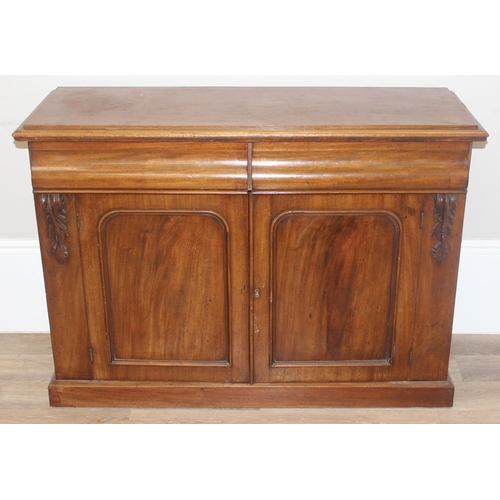 44 - A late 19th century mahogany sideboard with 2 drawers and 2 cupboard doors, approx 122cm wide x 44cm... 