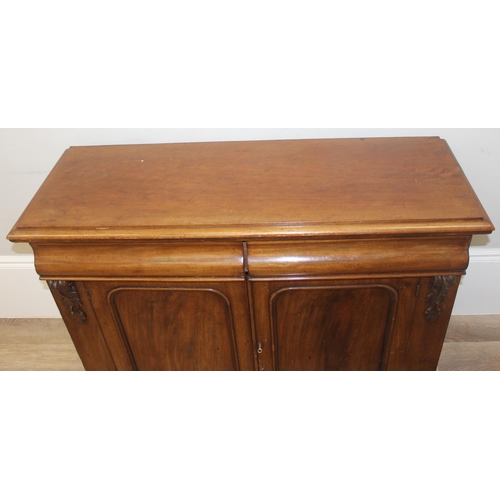 44 - A late 19th century mahogany sideboard with 2 drawers and 2 cupboard doors, approx 122cm wide x 44cm... 