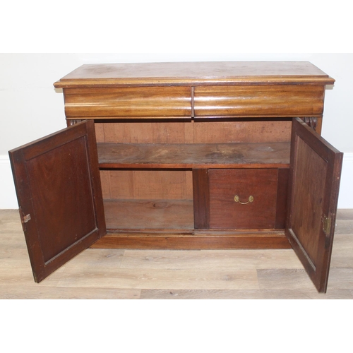 44 - A late 19th century mahogany sideboard with 2 drawers and 2 cupboard doors, approx 122cm wide x 44cm... 