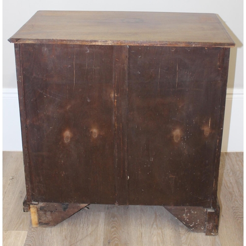 45 - An antique mahogany 4 drawer chest of drawers with brass fittings and oak linings, approx 76cm wide ... 