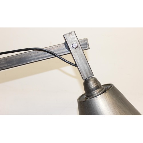 236 - An unusual scratch built industrial Anglepoise style desk lamp made from metal, approx 56cm tall in ... 