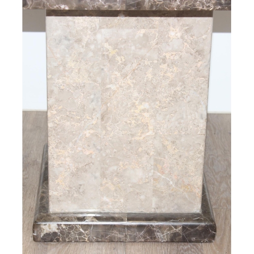 35 - Marble effect side table, approx 66cm square x 57cm tall