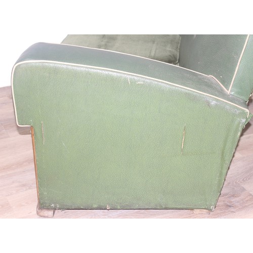 29 - Art Deco style green sofa and chairs, sofa approx 135 cm W x 78cm D x 78cm H and the chairs approx 8... 