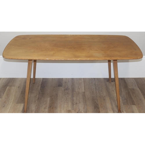 1 - A retro Ercol rectangular topped dining table, blonde finish, approx 153cm W x 77cm D x 70cm H