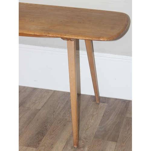 1 - A retro Ercol rectangular topped dining table, blonde finish, approx 153cm W x 77cm D x 70cm H