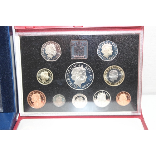 1213 - 3 assorted vintage proof coin sets, 1983, 1998 and 2004, all cased with paperwork