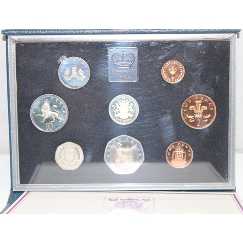 1213 - 3 assorted vintage proof coin sets, 1983, 1998 and 2004, all cased with paperwork