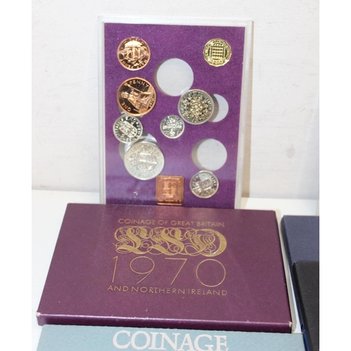 1216 - 7 assorted Coinage of Great Britain and Northern Ireland sets, 1970, 1972, 1973, 1977, 1979, 1981 & ... 