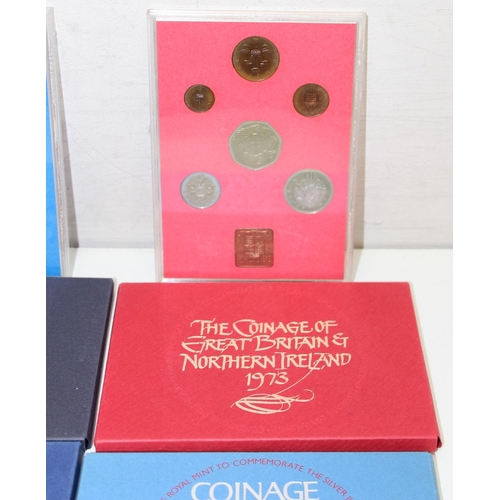 1216 - 7 assorted Coinage of Great Britain and Northern Ireland sets, 1970, 1972, 1973, 1977, 1979, 1981 & ... 