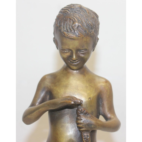 1508 - After Giovanni de Martino (Italian, 1870-1935), A bronze-like copper alloy statue of a fisher boy wi... 