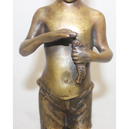 1508 - After Giovanni de Martino (Italian, 1870-1935), A bronze-like copper alloy statue of a fisher boy wi... 