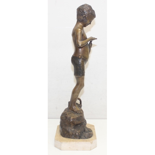 1508 - After Giovanni de Martino (Italian, 1870-1935), A bronze-like copper alloy statue of a fisher boy wi... 