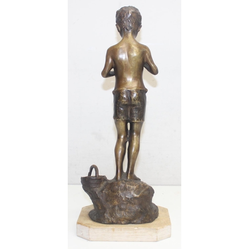 1508 - After Giovanni de Martino (Italian, 1870-1935), A bronze-like copper alloy statue of a fisher boy wi... 