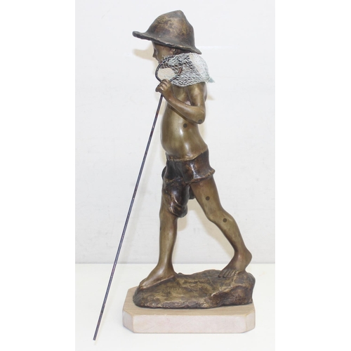 1509 - After Giovanni de Martino (Italian, 1870-1935), A bronze-like copper alloy statue of a fisher boy wi... 