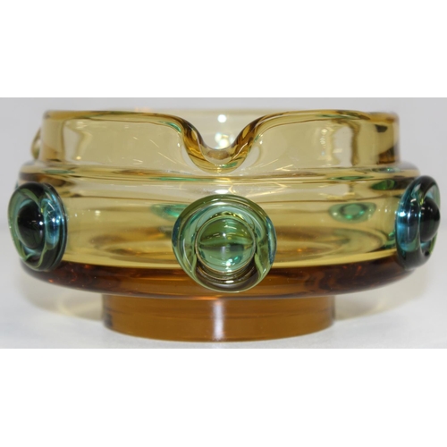 1525 - Josef Hospodka (Czech, 1923-89) a vintage art glass bowl of amber and turquoise colours, believed to... 