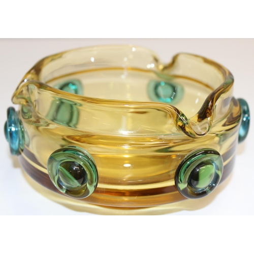 1525 - Josef Hospodka (Czech, 1923-89) a vintage art glass bowl of amber and turquoise colours, believed to... 