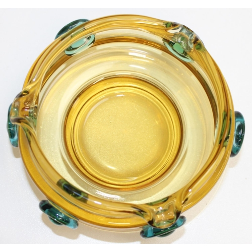 1525 - Josef Hospodka (Czech, 1923-89) a vintage art glass bowl of amber and turquoise colours, believed to... 