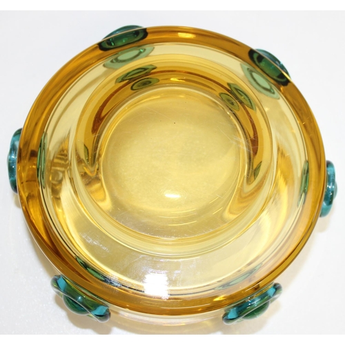 1525 - Josef Hospodka (Czech, 1923-89) a vintage art glass bowl of amber and turquoise colours, believed to... 