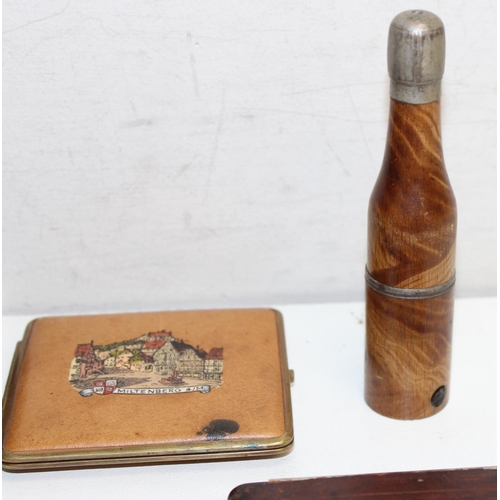 1545 - Qty of assorted smoking related items to inc cigarette cases, lighter, novelty bottle pipe, cheroot ... 