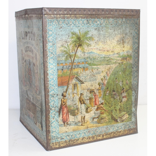 1612 - An early 20th century 'Lipton Ceylon' shop display tin: each side with polychrome lithograph of a pl... 