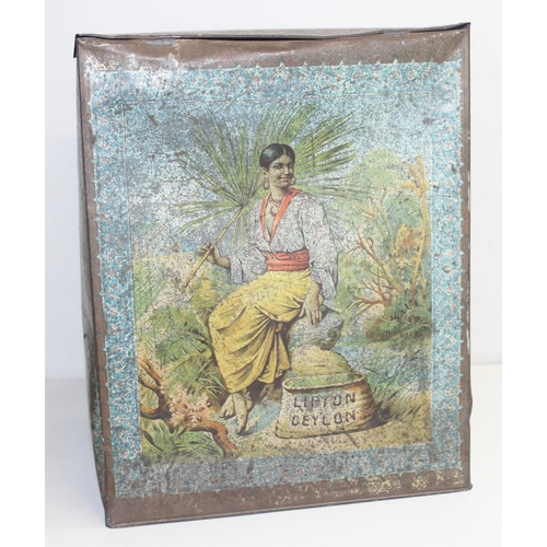 1612 - An early 20th century 'Lipton Ceylon' shop display tin: each side with polychrome lithograph of a pl... 